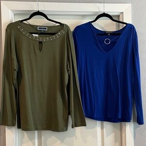 XXL bundle : Olive Green and Blue Women's Tops